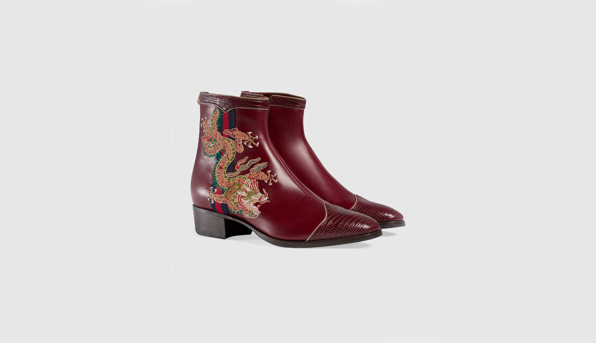 Gucci leather boot with sales dragon